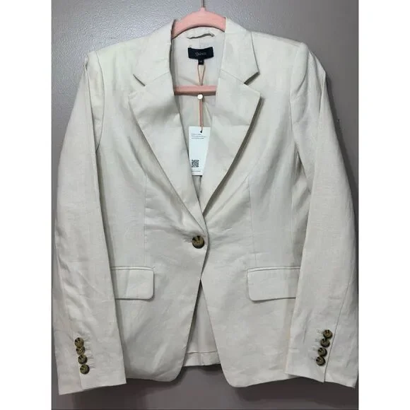 NWT Quince 100% European Linen Structured Cream Blazer Women's XS